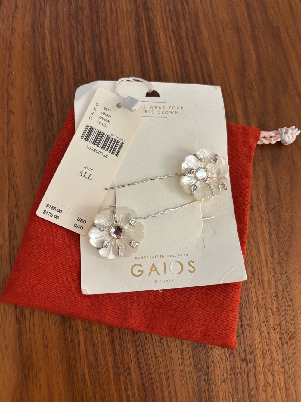 2 GAIOS Pearl Flower Hair Pins - Cream/White